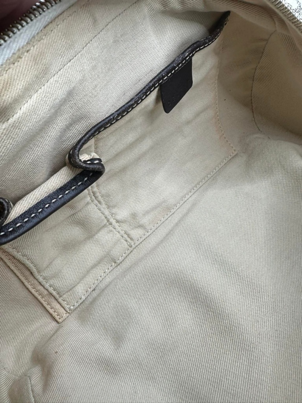 Celine Cream and Brown Monogram Top Handle Bag with Branded Scarf - Picture 6 of 13